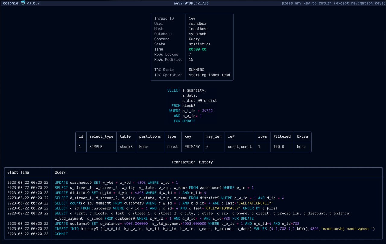 Dolphie:直观丰富的实时MySQL监控终端工具