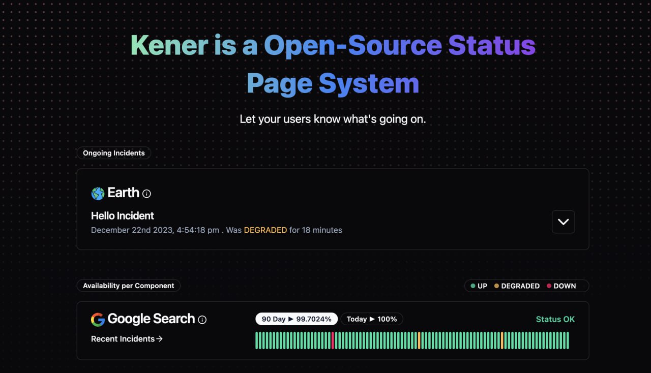 开源 Node.js 状态页面工具 Kener:轻松实现服务监控及事件处理
