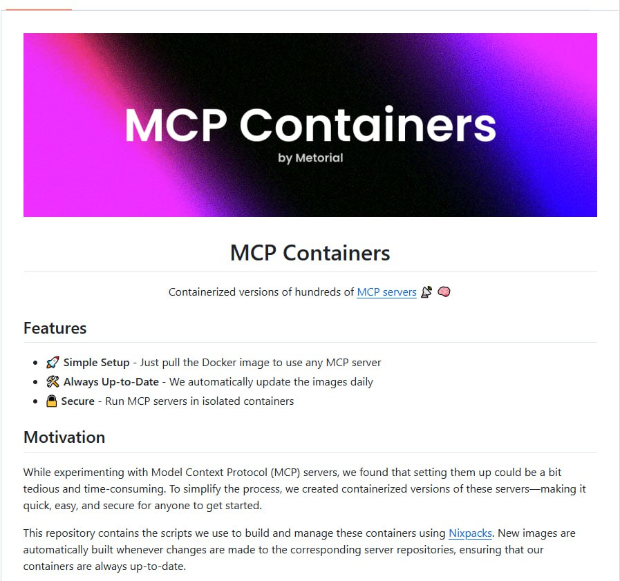 AI 神器 MCP Containers 一键部署 每日更新