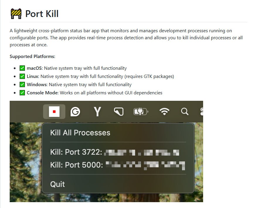macOS 端口监控工具：Port Kill 高效管理开发进程