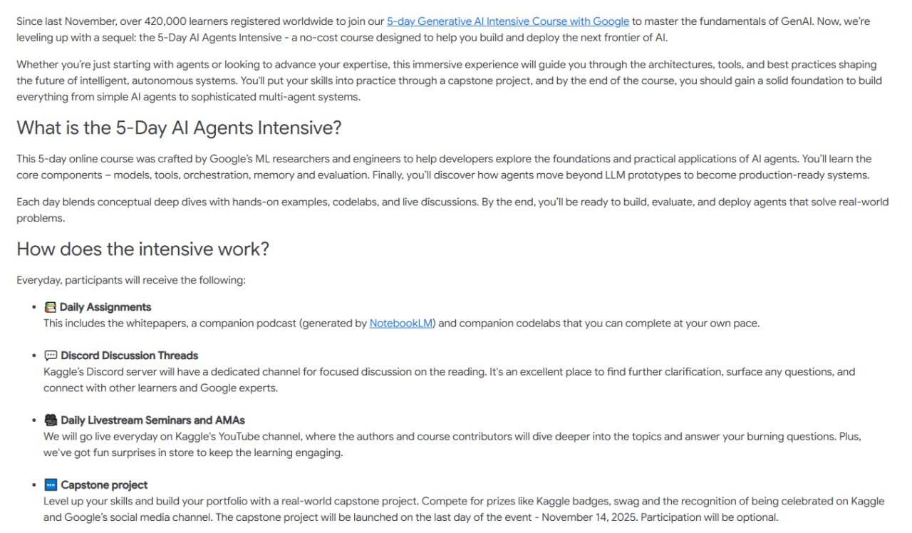 谷歌 AI 代理课程 5 天速成指南