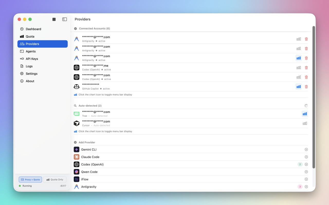 Quotio 菜单栏状态概览